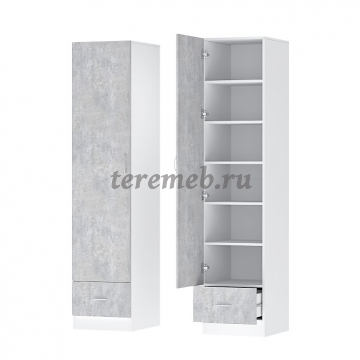 Шкаф 1-дверный Бриз ЛДСП (белый/цемент светлый) - фото товара, ракурс 1