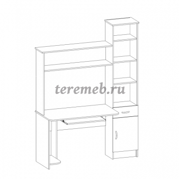 Стол компьютерный Интел-2 (бодега тёмный/бодега светлый), Артикул СК-1589, Размеры (ДхГхВ): 1500 х 600 х 2000 мм