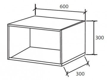Полка навесная Кубик-2, Артикул 2020979, Размеры (ДхГхВ): 600 х 300 х 300 мм