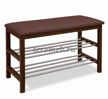 Полка для обуви с банкеткой SR-0628 PVC (тёмный орех/коричневый) - фото товара, ракурс 1