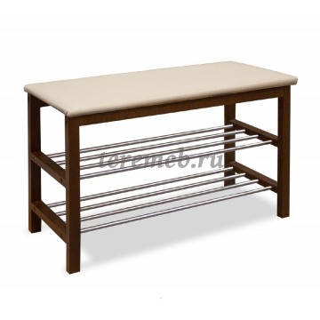 Полка для обуви с банкеткой SR-0628 РVS (тёмный орех/бежевый) - фото товара, ракурс 1