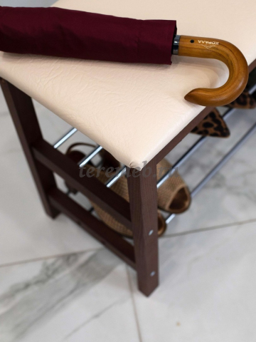 Полка для обуви с банкеткой SR-0628 РVS (тёмный орех/бежевый), цена 5300 руб. - фото товара, ракурс 2