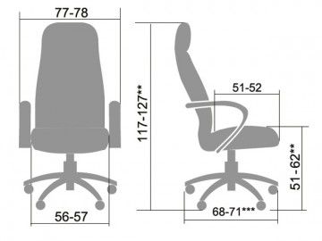 Кресло офисное LK-3 Pl Президент-3, Артикул LK3Pl, Размеры (ДхГхВ): 780 х 710 х (1170-1270) мм