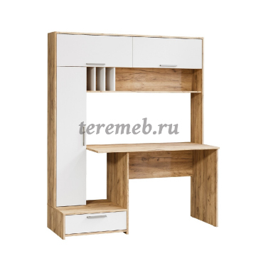 Стол письменный Лайт 03.243 Н (дуб крафт золотой/белый премиум), цена 15000 руб. - фото товара, ракурс 2