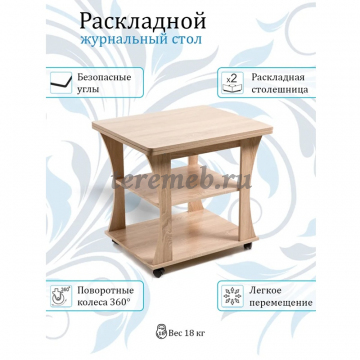 Стол журнальный раскладной СЖ-2 Бител (дуб сонома), Производитель: Бител, Страна: Россия