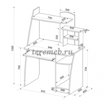 Стол компьютерный Интел-17 (дуб сонома/белый снег), цена 7000 руб. - фото товара, ракурс 2