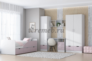 Детская Бриз МДФ (полосы, белый/ирис) вариант 10 - фото товара, ракурс 1
