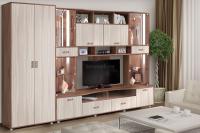 Стенка Аллегро вариант 4 со шкафом ЛДСП (ясень шимо темный/ясень шимо светлый)