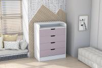 Комод Бриз МДФ (полосы) с пеленальным столиком (белый/ирис)