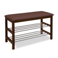 Полка для обуви с банкеткой SR-0628 PVC (тёмный орех/коричневый)