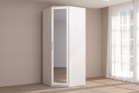 Шкаф угловой Кэт-4 с зеркалом (бодега светлый/кайман белый)