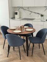 Обеденная группа: Стол раздвижной Универсальный круглый (чёрн.) + Стулья Элион (чёрный)