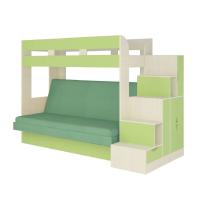 Двухъярусная диван-кровать Карамель 75-01 (бодега светлый/зелёный/велюр зелёный)