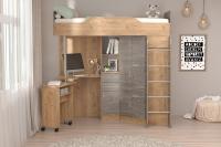 Кровать-чердак Бриз-1 (дуб крафт золотой/камень тёмный)