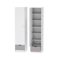 Шкаф 1-дверный Бриз МДФ (полосы, белый/ирис)