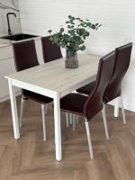 Обеденная группа: Стол Эльдо ЛДСП (120х70) (белый) + Стулья Айви (хром)