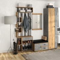 Прихожая МИНИ-ЛАЙТ вариант 3 (дуб крафт золотой/ателье светлое)