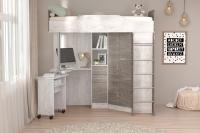 Кровать-чердак Бриз-1 (бетон светлый/камень темный)