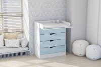 Комод Бриз МДФ (волна) с пеленальным столиком (белый/антарктида)