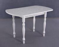 Стол обеденный на деревянной опоре 1200х700 (белый/мрамор светлый)