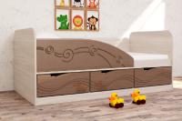 Кровать Бриз-4 МДФ (волна, ясень шимо светлый/шоколад)