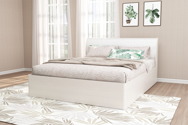 Кровать 1,4 Кэт-4 арт.001 М1 с настилом (бодега светлый/кайман белый)