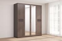 Шкаф 4-х дверный Кэт-4 с зеркалами (венге/кайман коричневый)