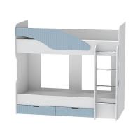 Кровать двухъярусная Бриз-5 МДФ (полосы, белый/антарктида)