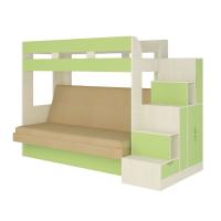 Двухъярусная диван-кровать Карамель 75-01 (бодега светлый/зелёный/велюр бежевый)