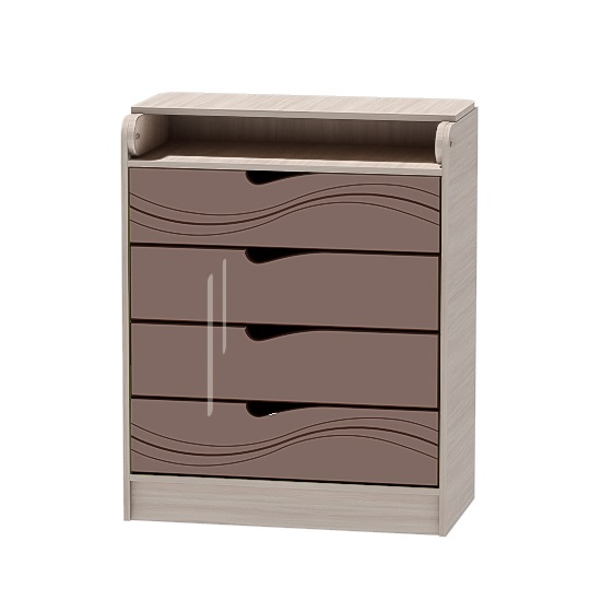 Комод Бриз МДФ (волна) с пеленальным столиком (ясень шимо светлый/шоколад)