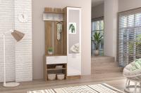 Прихожая Иннэс-3 (дуб крафт золотой/белый глянец)