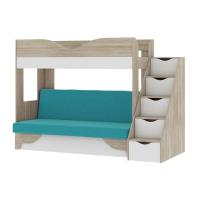 Двухъярусная диван-кровать Латте 77-01 (дуб сонома/аляска/морская волна)