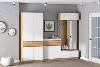 Прихожая Иннэс-10 вариант 2 (дуб крафт золотой/белый глянец)
