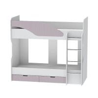 Кровать двухъярусная Бриз-5 МДФ (полосы, белый/ирис)