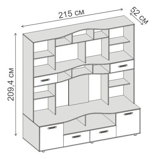 Стенка Аллегро вариант 4 ЛДСП (ясень шимо темный/ясень шимо светлый)