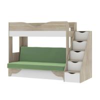 Двухъярусная диван-кровать Латте 77-01 (дуб сонома/аляска/зелёный)