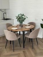 Обеденная группа: Стол раздвижной Универсальный круглый (чёрный) + Стулья Элион (чёрный)