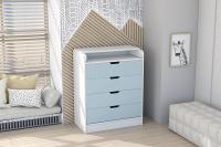 Комод Бриз МДФ (полосы) с пеленальным столиком (белый/антарктида)