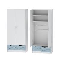 Шкаф 2-х дверный Бриз МДФ (волна, белый/антарктида)