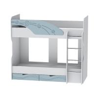Кровать двухъярусная Бриз-5 МДФ (волна, белый/антарктида)