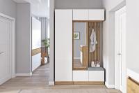 Прихожая Иннэс-10 вариант 1 (дуб крафт золотой/белый глянец)