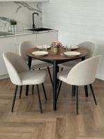 Обеденная группа: Стол раздвижной Универсальный круглый (чёрный) + Стулья Элион