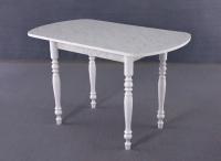 Стол обеденный на деревянной опоре 1000х600 (белый/мрамор светлый)