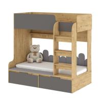 Кровать двухъярусная Бруно (дуб вотан/серый графит)