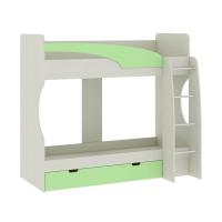 Кровать двухъярусная Карамель 77-02 (анкор светлый/зелёный)