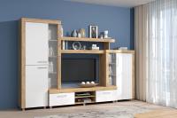 Стенка Аллегро вариант 1 (дуб крафт золотой/белый глянец)