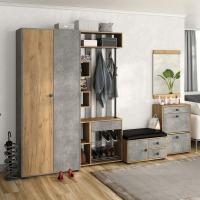 Прихожая МИНИ-ЛАЙТ вариант 4 (дуб крафт золотой/ателье светлое)