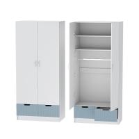 Шкаф 2-х дверный Бриз МДФ (полосы, белый/антарктида)