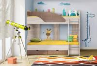 Кровать двухъярусная Бриз-5 МДФ (квадрат, ясень шимо светлый/шоколад)