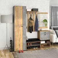 Прихожая МИНИ-ЛАЙТ вариант 6 (дуб крафт золотой/ателье светлое)